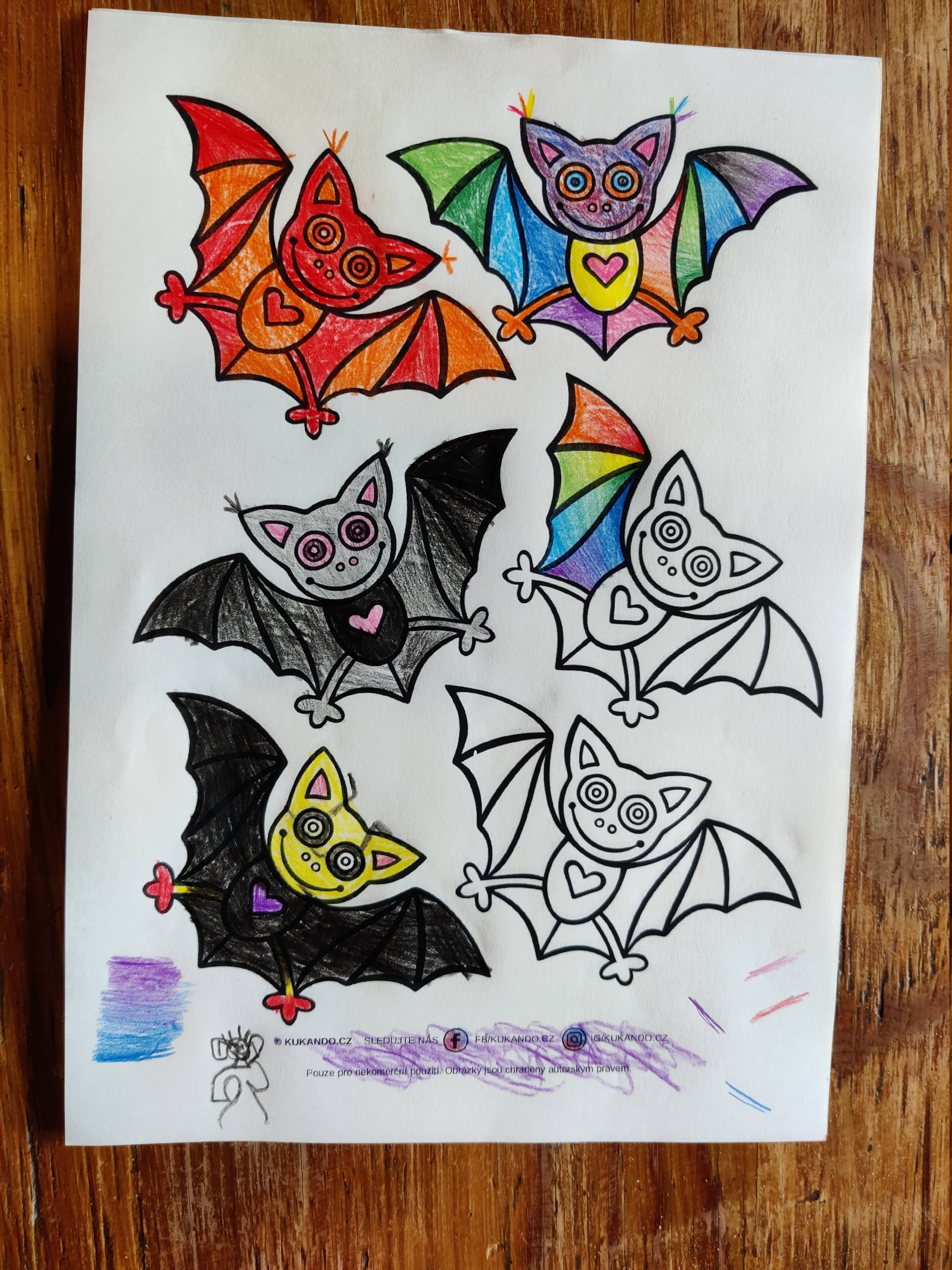 netopýří omalovánka