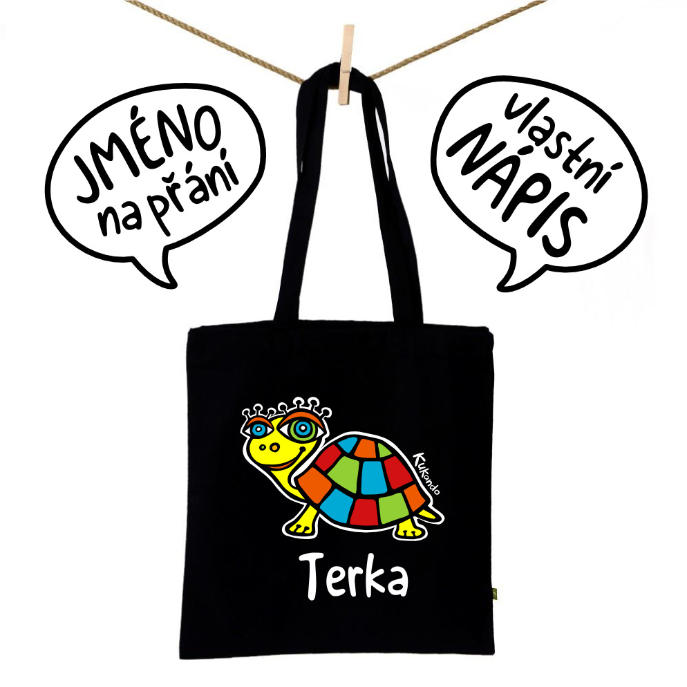 Bavlněná taška se jménem na přání ŽELVA přírodní