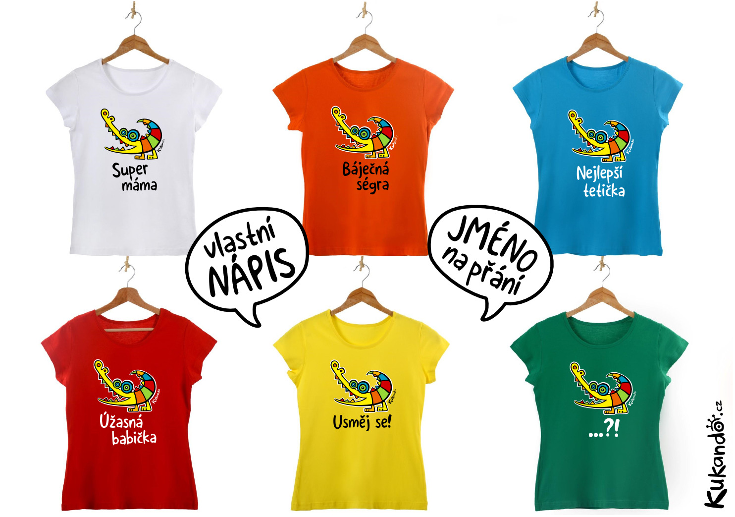 Dámské tričko s vlastním nápisem KROKODÝL žluté M