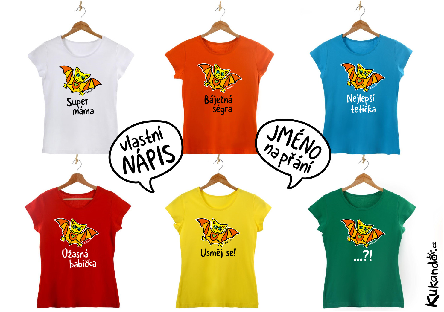 Dámské tričko s vlastním nápisem NETOPÝR