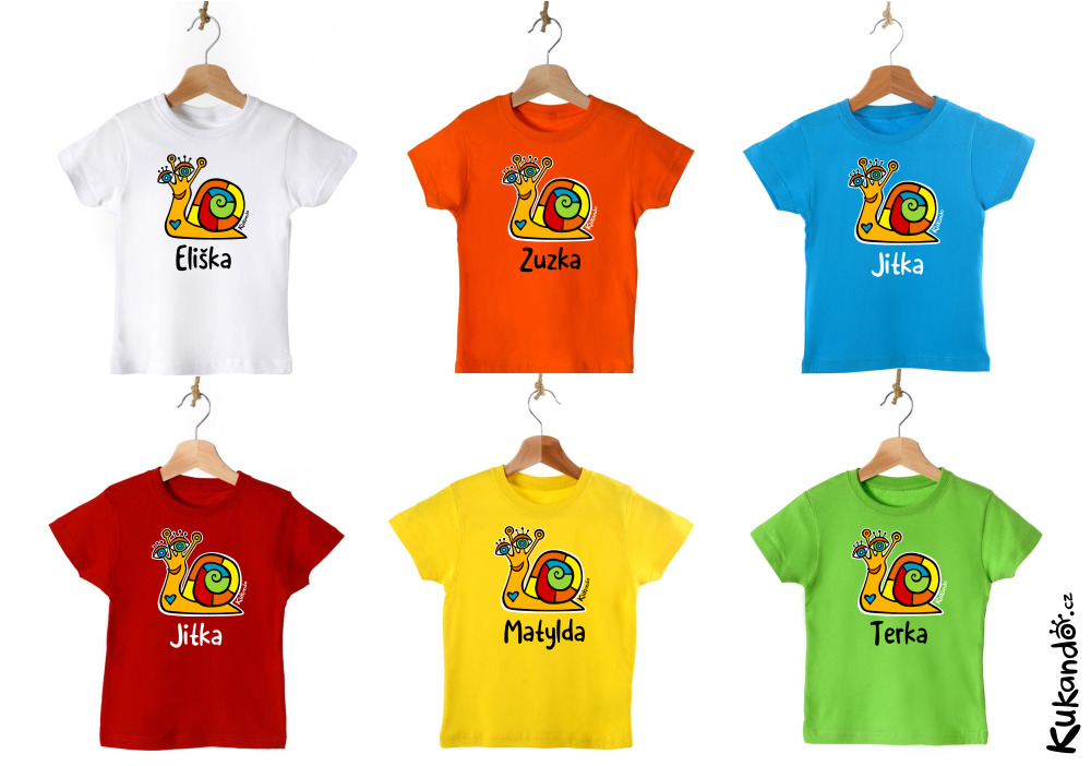 Dětské tričko se jménem na přání ŠNEK bílé 18-24 měsíců