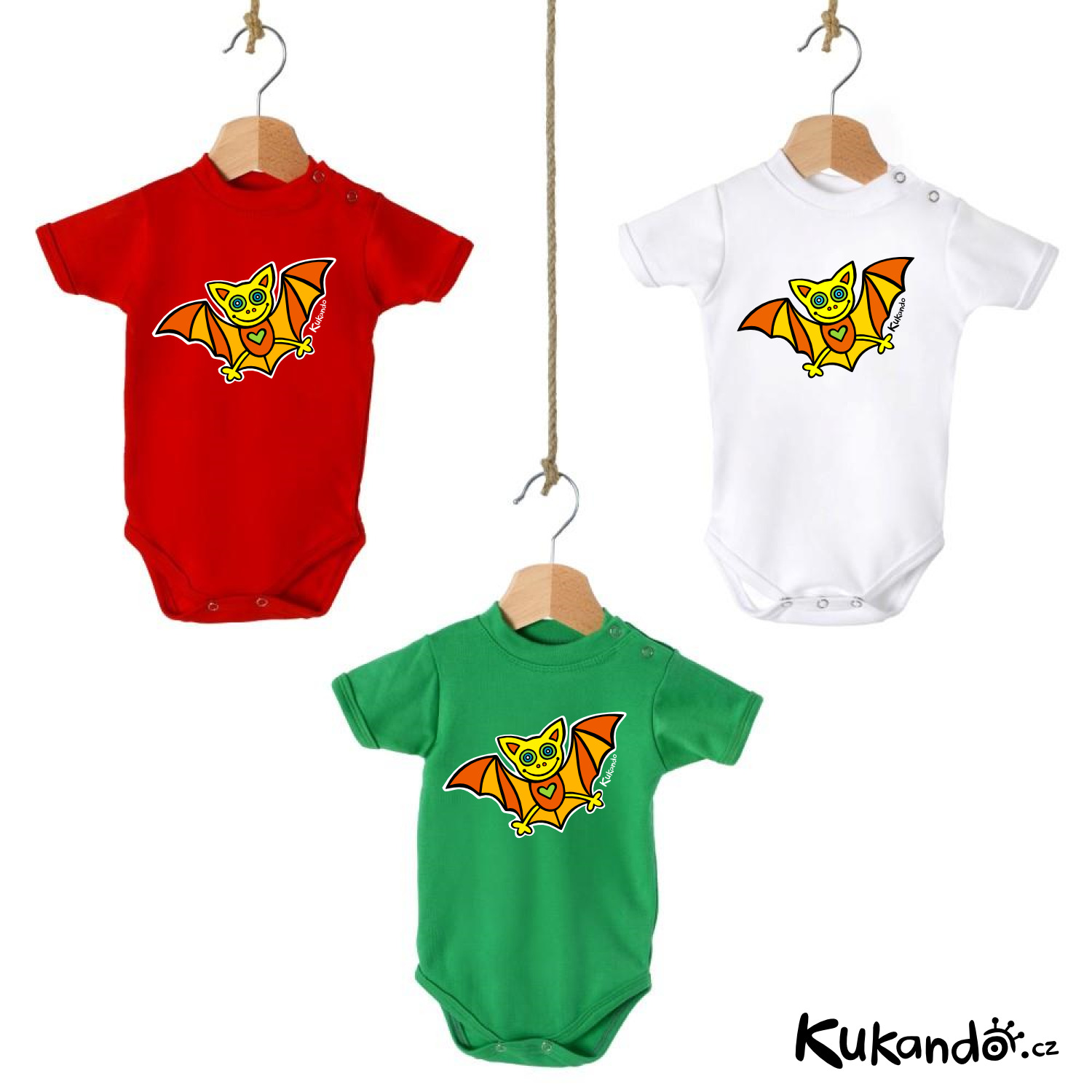 Kojenecké body NETOPÝR červené 2-3 měsíce